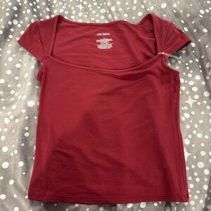 Wild Fable Red Fitted Cap Sleeve T-Shirt